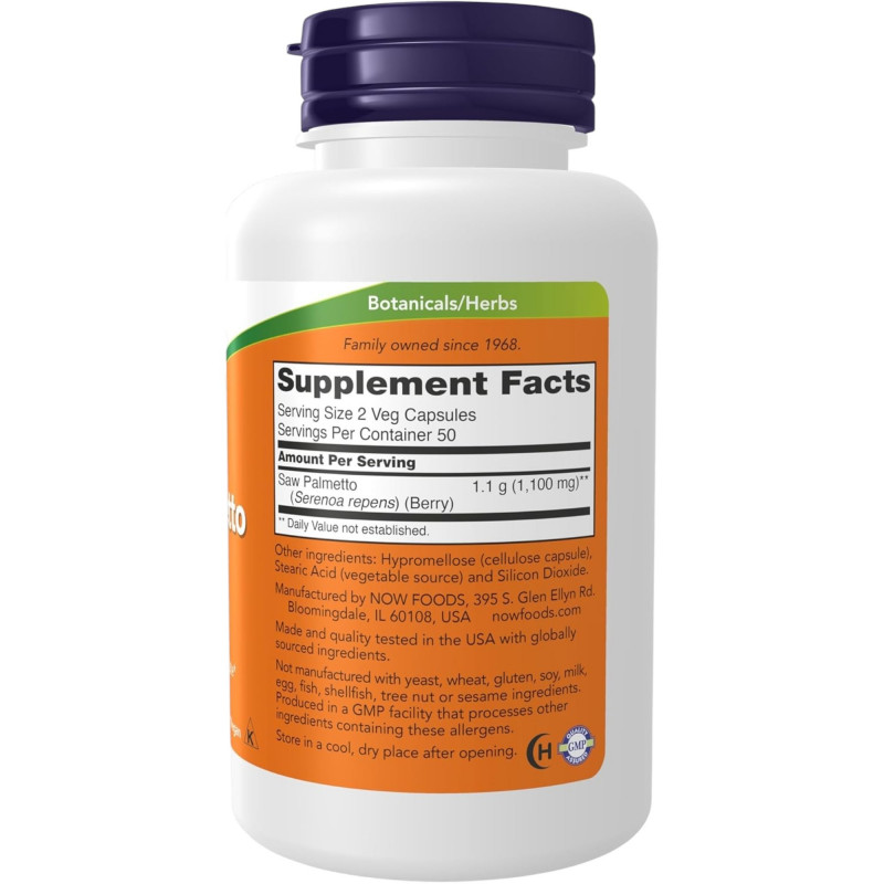 NOW Foods Supplements, Saw Palmetto Berries 550 mg 100 Veg Capsules | USA - Buy Online in Bangladesh | ePharma
