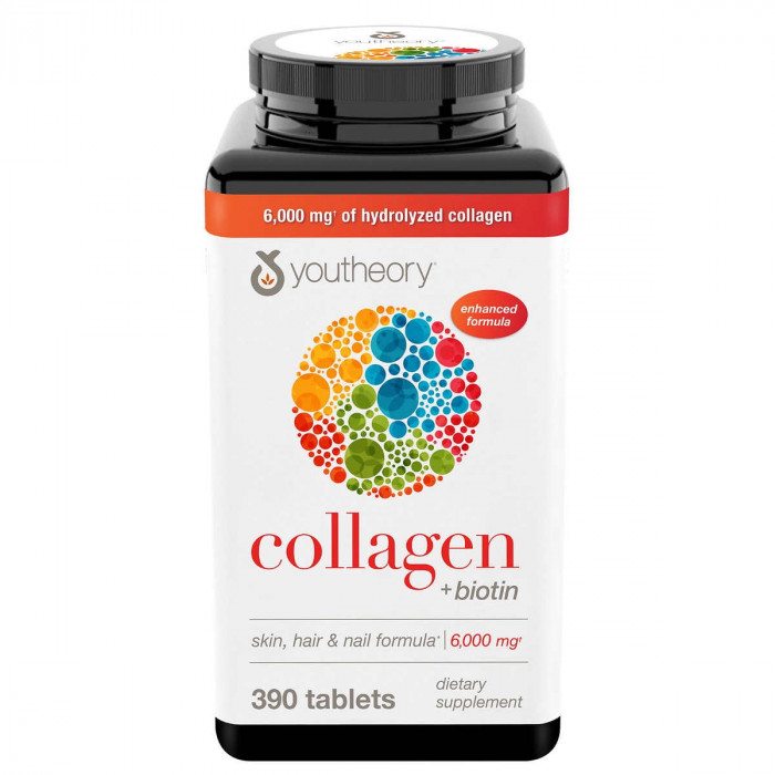 Youtheory Collagen 6000mg plus Biotin, 390 Tablets | USA