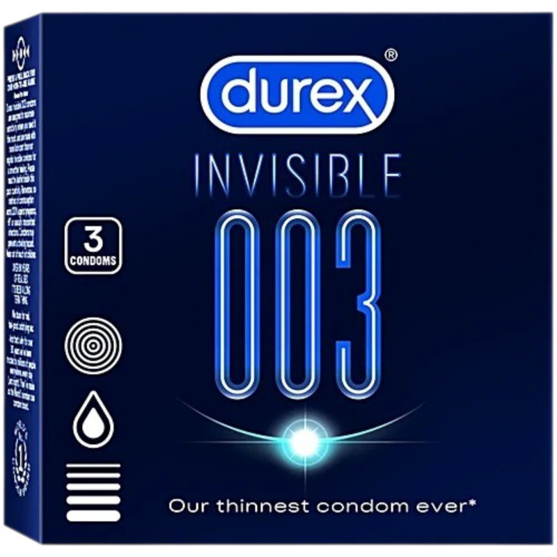 Durex Invisible 003 Condoms, 3's