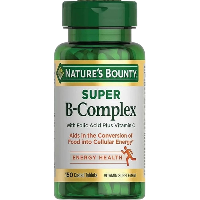 Nature's Bounty B-complex with Folic Acid Plus Vitamin C | USA
