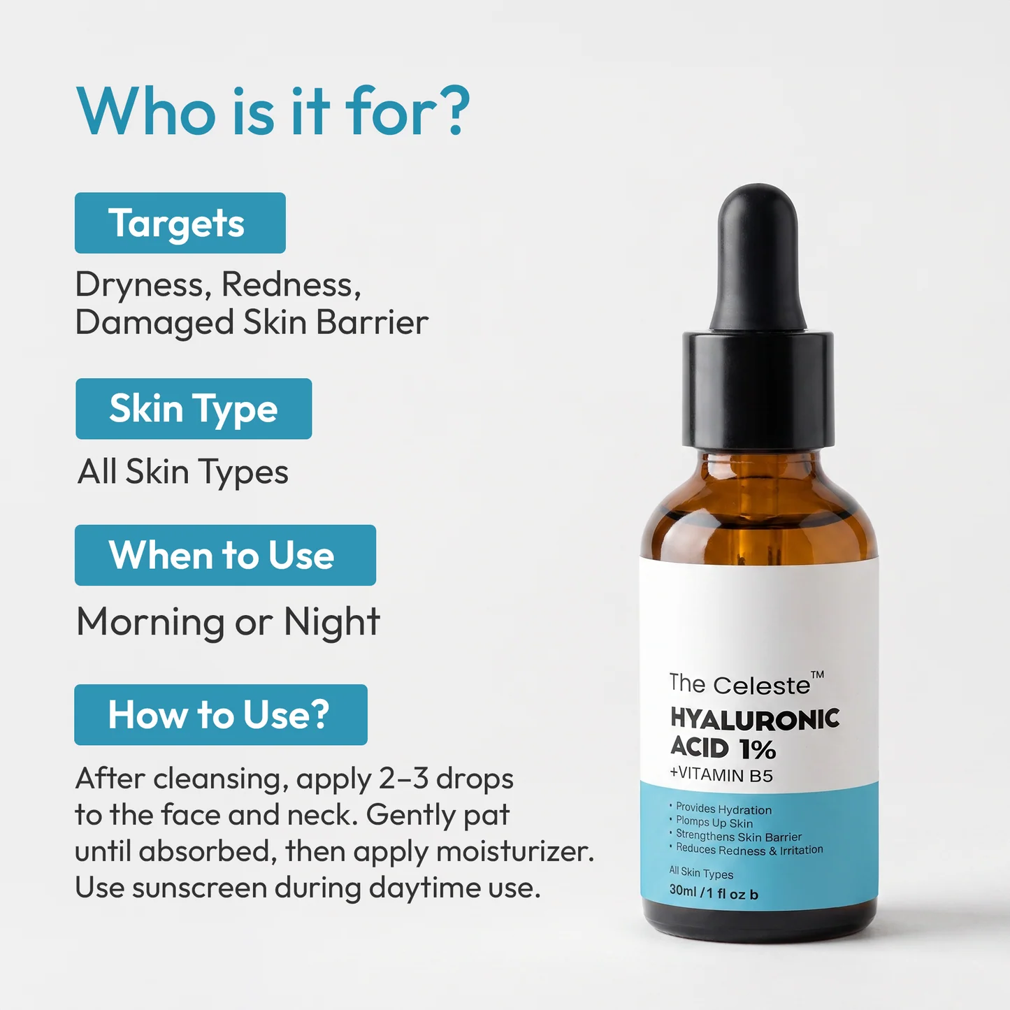 The Celeste Hyaluronic Acid 1%+Vitamin B5 Serum 30ml - Buy Online in Bangladesh | ePharma