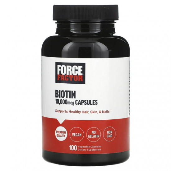 Force Factor Biotin 10,000 mcg, 100 Vegetable Capsules | USA Made