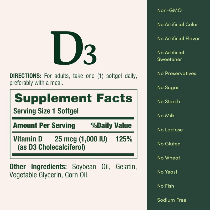 Nature’s Bounty Vitamin D3 1000 IU, 250 Softgels | USA - Buy Online in Bangladesh | ePharma