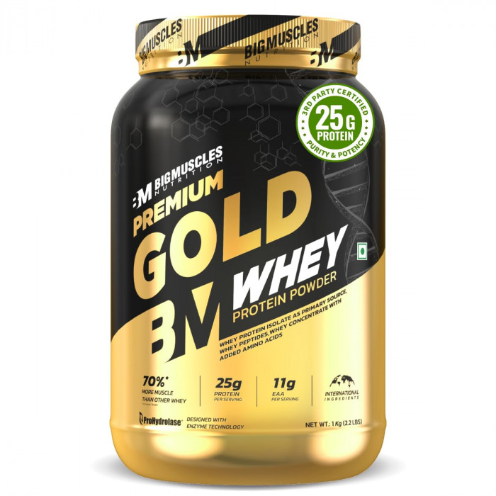BIGMUSCLES NUTRITION Premium Gold Whey Whey Protein  (1 kg, Belgian Chocolate)