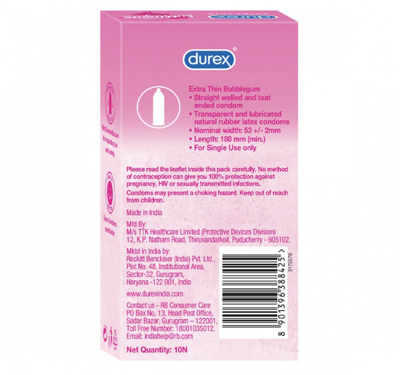 Durex Extra Thin Bubblegum Condom 12's - Buy Online in Bangladesh | ePharma