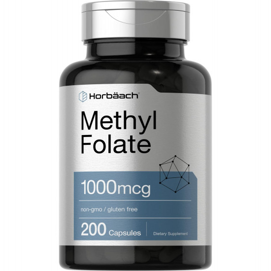Horbaach Methyl Folate 5-MTHF, 1000mcg, 200 Capsules