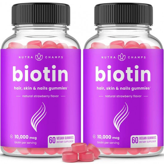 NutraChamps Biotin Gummies 10000mcg | 60 Gummies