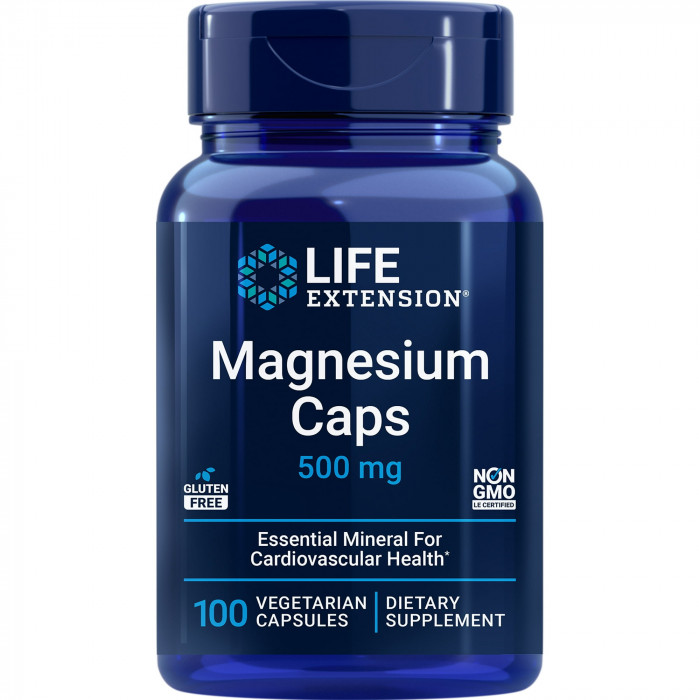 Life Extension Magnesium Caps 500mg, 100 Vegetarian Capsules