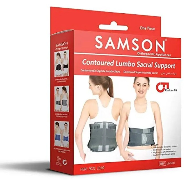 Samson Orthotics Contoured Lumbo Sacral LS Support Belt Spinal, Acute and Chronic Lower Back Pain, Spondylosis, Osteoporosis, Slip Disc, Post Disketomy Care for Women and Men