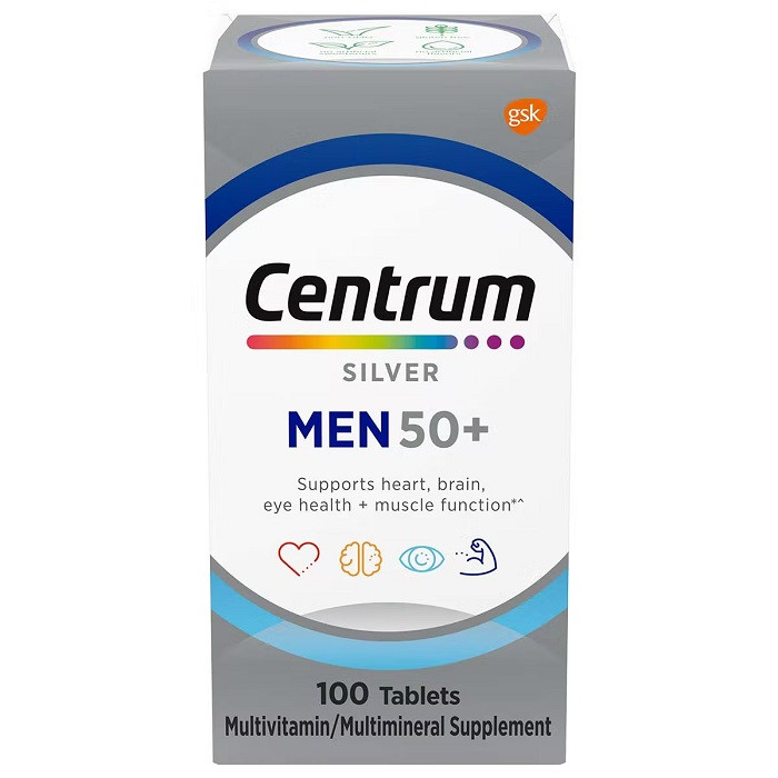 Centrum Silver Men 50+ Multivitamin (Improve Heart, Eye, Brain health & Muscle function) 100 Tablets - USA