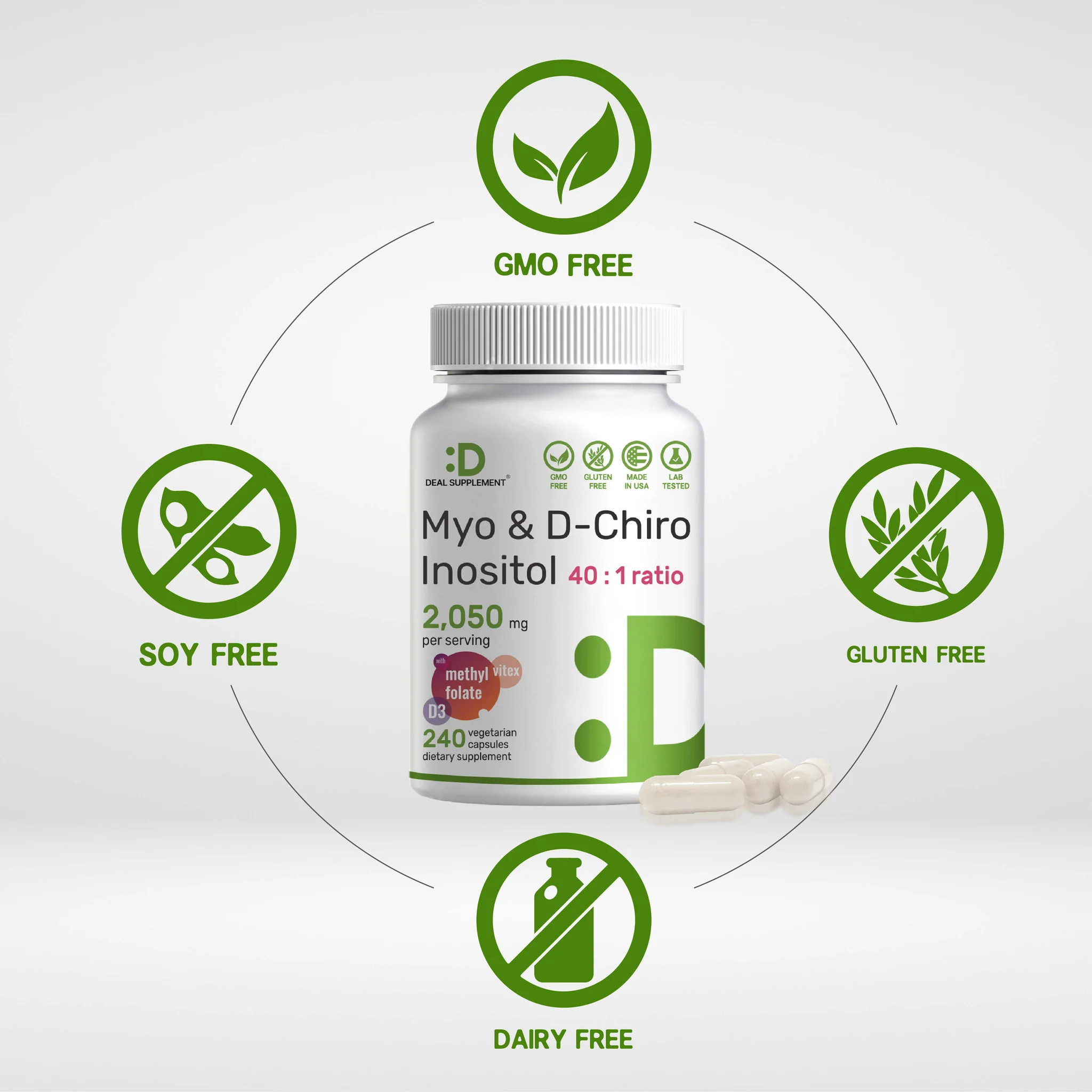 Myo-Inositol And D-Chiro Inositol (40:1) 2,050mg Per Serving, 240 Capsules - Buy Online in Bangladesh | ePharma