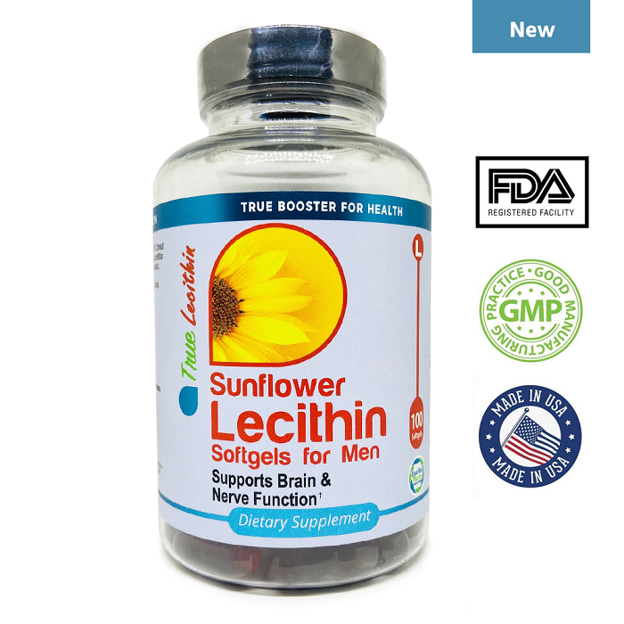 Sunflower Lecithin1200mg, Supports Brain & Nerve Function, 100 Softgels, USA