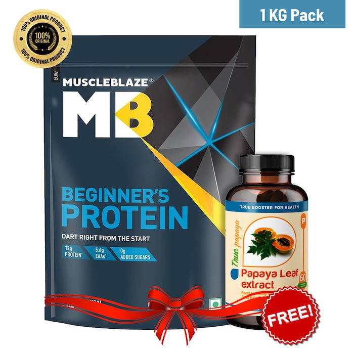 MuscleBlaze Beginner's Whey Protein Powder, 1kg, Chocolate Flavor  (Free Gift)