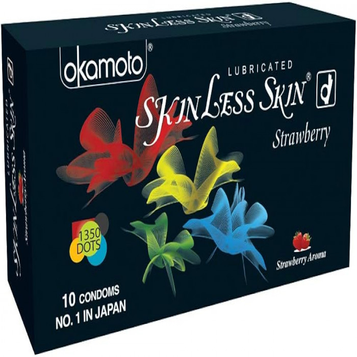 kinless Skin Strawberry Lubricated Okamoto Condoms
