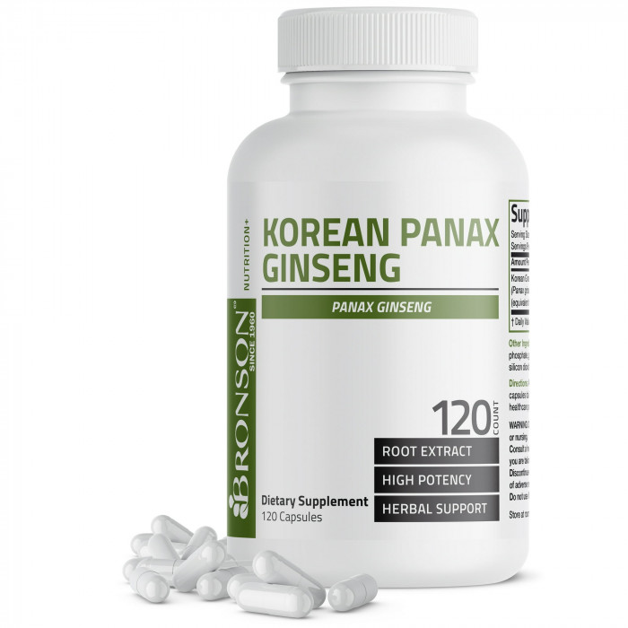 Bronson Korean Panax Ginseng 1000mg, 120 Capsules | USA Made