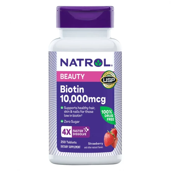 Natrol Biotin 10000mcg | 4x Faster Dissolve Supplement | 250 Tablets
