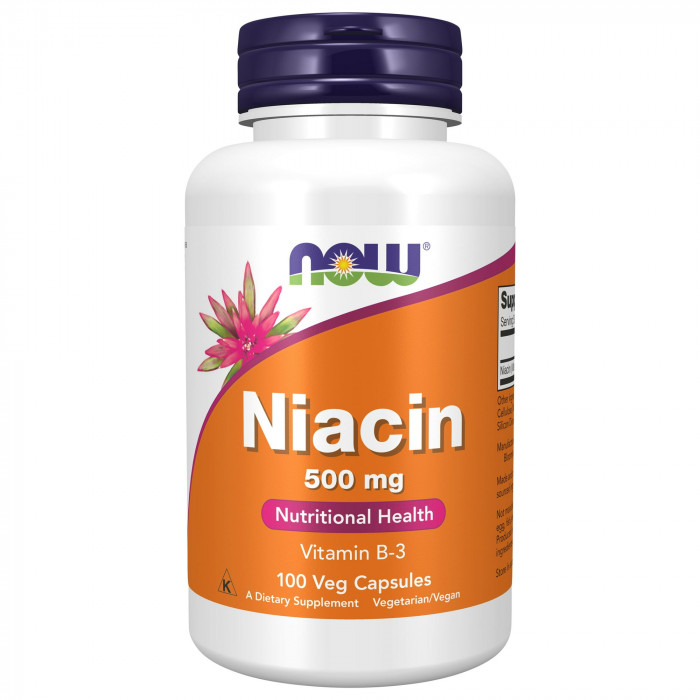 NOW Foods Niacin 500 mg, 100 Veg Capsules | USA Made