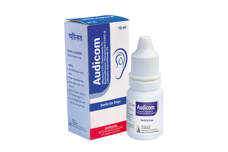 Audicom 0.3%+1%+0.025%+2% Ear Drop 10ml - Buy Online in Bangladesh | ePharma