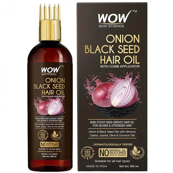 WOW Skin Science Onion Black Seed Hair Oil with Comb Applicator 100ml