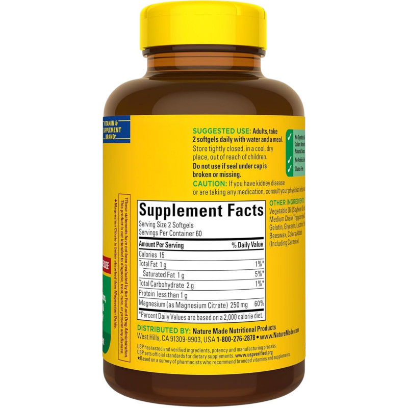 Nature Made Magnesium Citrate 250mg 120 Softgel - Buy Online in Bangladesh | ePharma