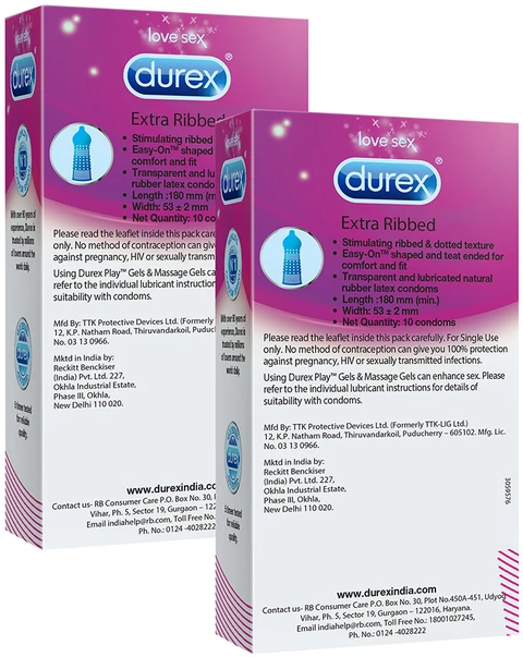 Durex Extra Ribbed Condom | 10's Pack - Buy Online in Bangladesh | ePharma