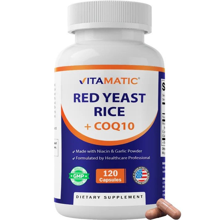 Vitamatic Red Yeast Rice 1200mg+CoQ10, 120 Capsules, USA - Buy Online in Bangladesh | ePharma