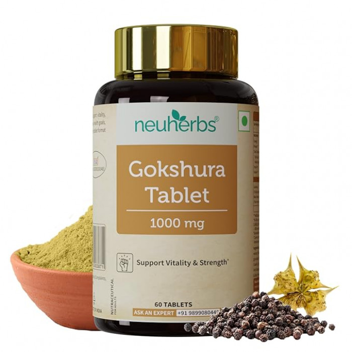 Neuherbs Gokshura Tablet 1000mg | Helps To Support Energy & Strength - 60 Tablets | Tribulus Terrestris | Energy Booster Supplements | General Wellness Tablets for Men & Women - India