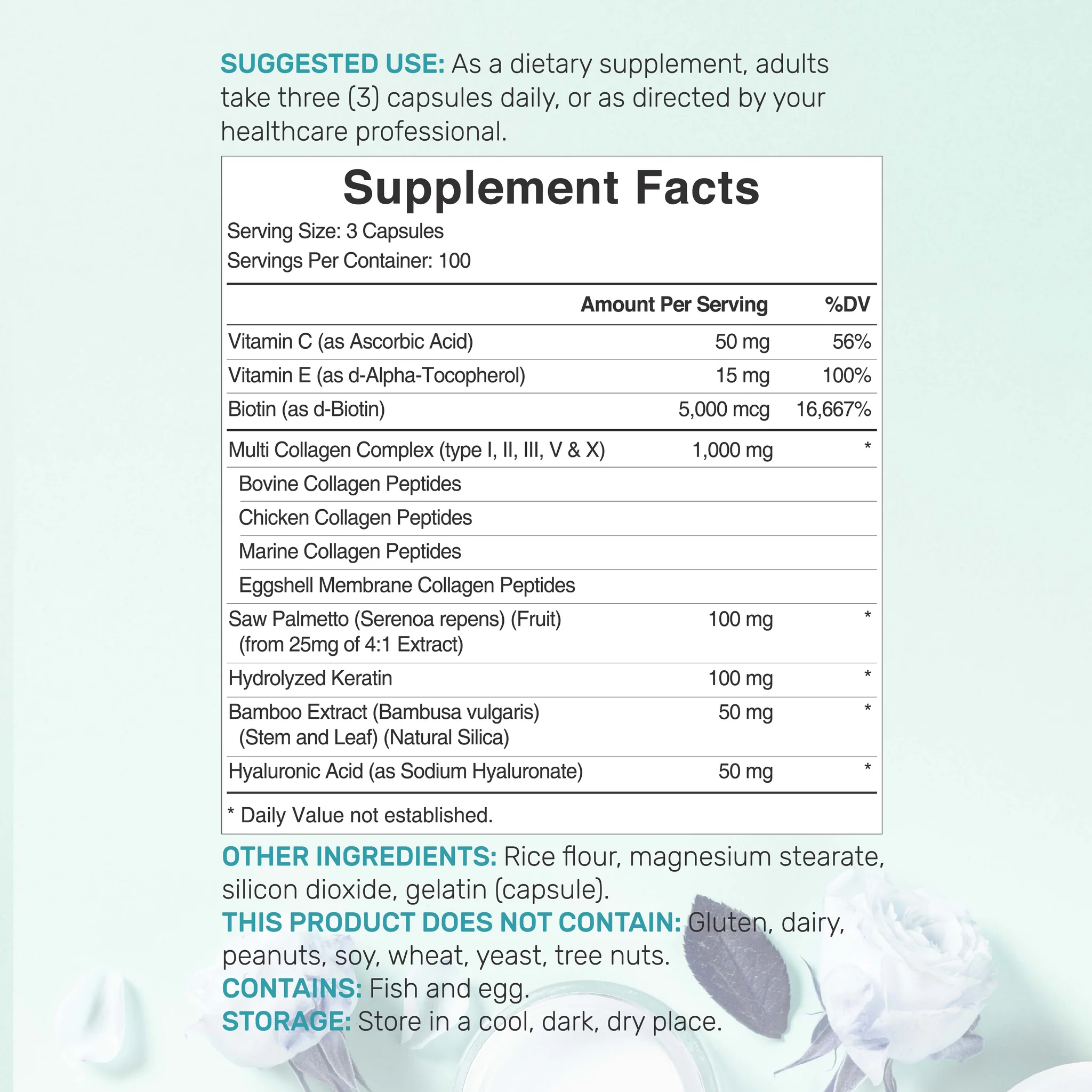 Multi Collagen Pills for Women with Vitamin C, E & Biotin, Keratin, 300 Capsules – Type I, II, III, V, X Hydrolyzed Collagen Peptides – 11 in 1 Formula with Saw Palmetto, Bamboo Silica, & Hya - Buy Online in Bangladesh | ePharma