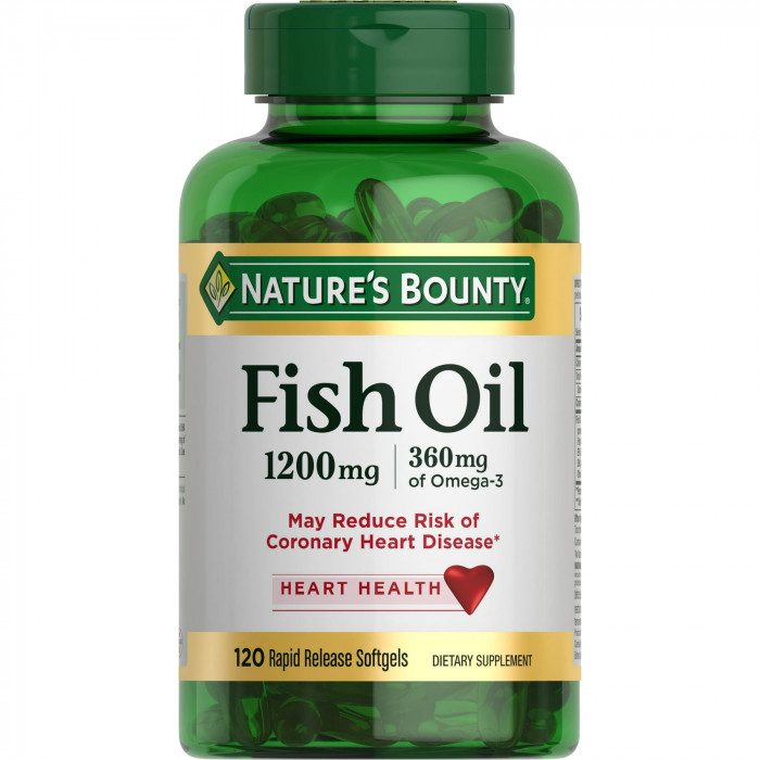 Nature's Bounty Fish Oil 1200 Mg Omega-3 360 Mg, 120 Softgels | USA Made