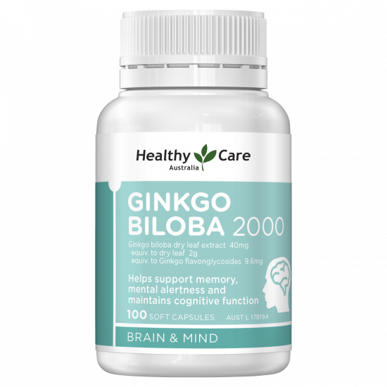 Healthy Care Ginkgo Biloba 2000mg, 100 Capsules | Australian Made
