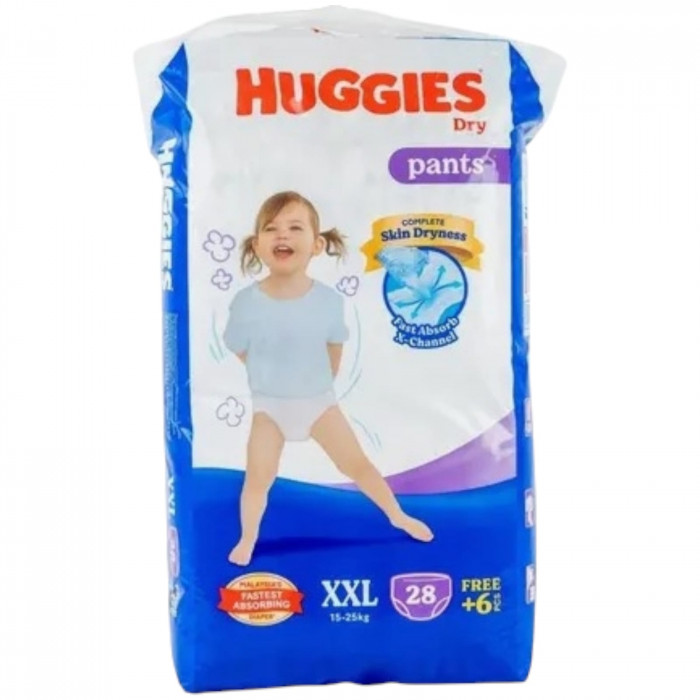 Huggies Dry Pants Baby Diaper Pant Xxl 15-25kg (Buy 28 Get 6 Free)