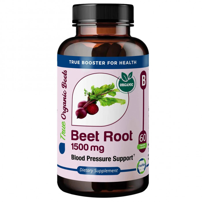 TrueMed Organic Beet Root, Beta Vulgaris 1500 Mg 60 Capsules