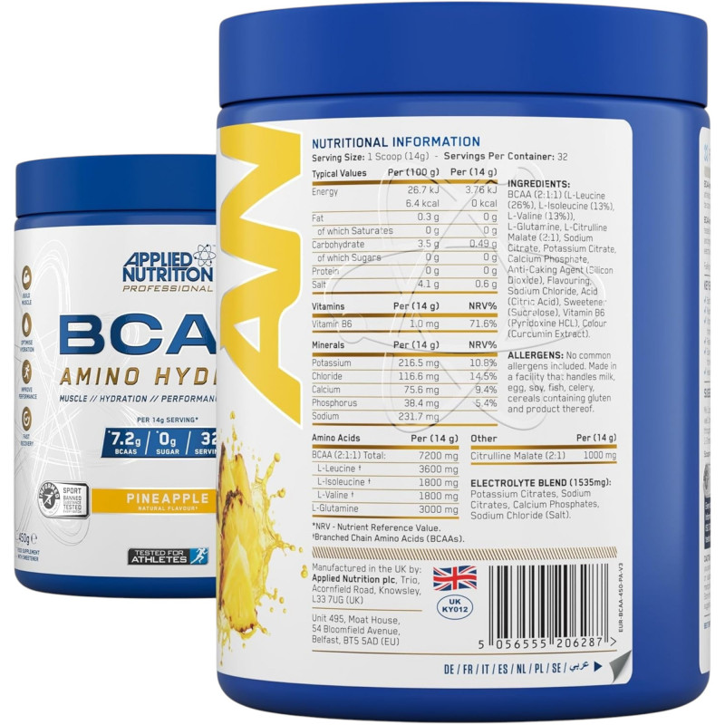 Applied Nutrition BCAA Amino Hydrate, Pineapple, 32 Serving - Buy Online in Bangladesh | ePharma