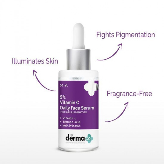 The Derma Co 5% Vitamin C Daily Face Serum with Ferulic Acid & Multivitamin | 30ml