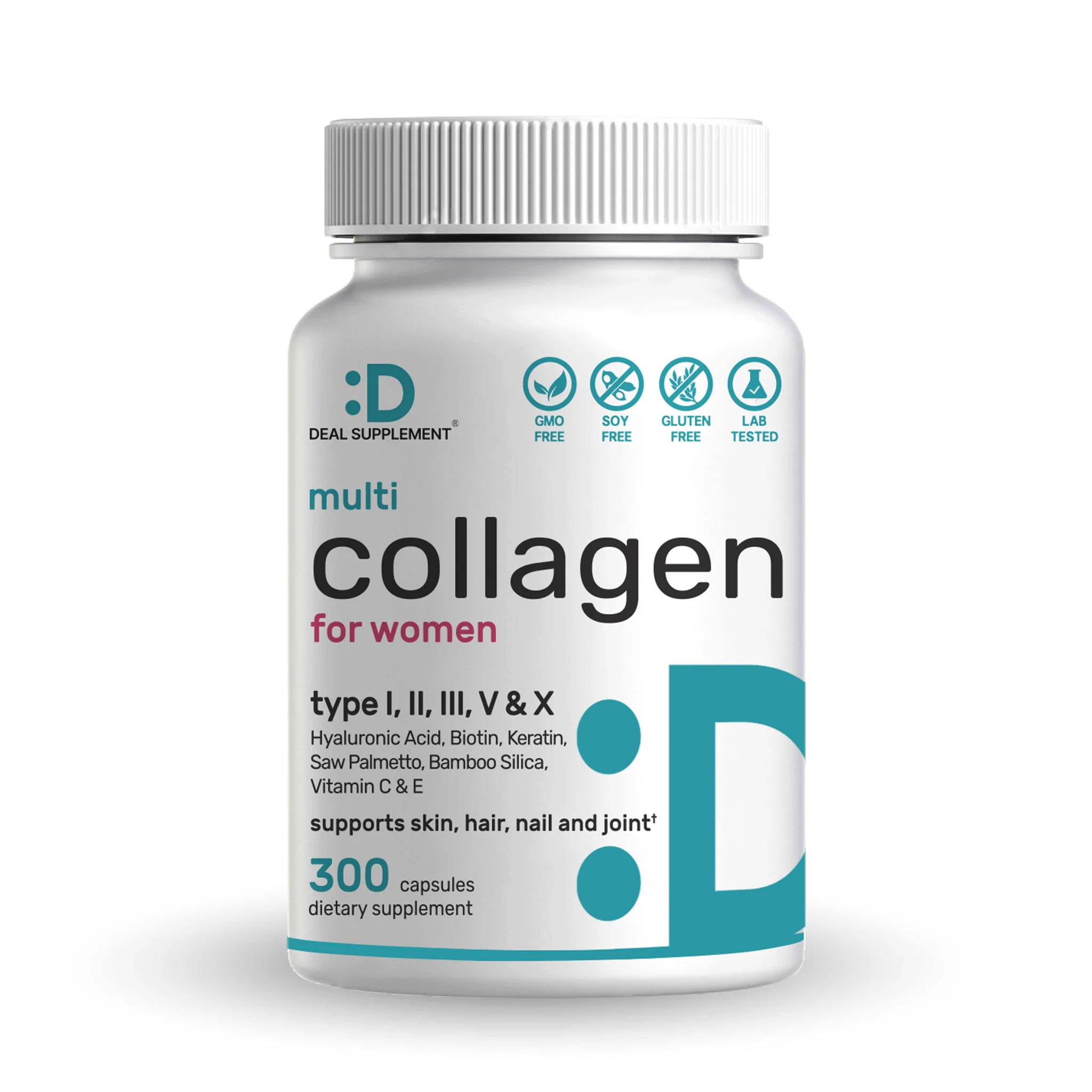 Multi Collagen Pills for Women with Vitamin C, E & Biotin, Keratin, 300 Capsules – Type I, II, III, V, X Hydrolyzed Collagen Peptides – 11 in 1 Formula with Saw Palmetto, Bamboo Silica, & Hya - Buy Online in Bangladesh | ePharma