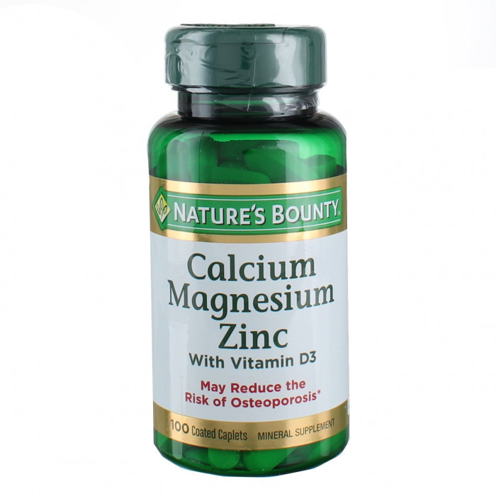 Nature's Bounty Calcium Magnesium Zinc with Vitamin D3, 100 Tablets