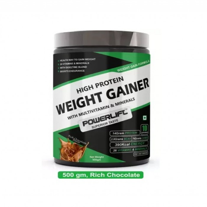 POWERLIFT Weight Gainer with Multivitamin & Minerals, added DigeZyme Weight Gainers/Mass Gainers  (500 g, Rich Chocolate)