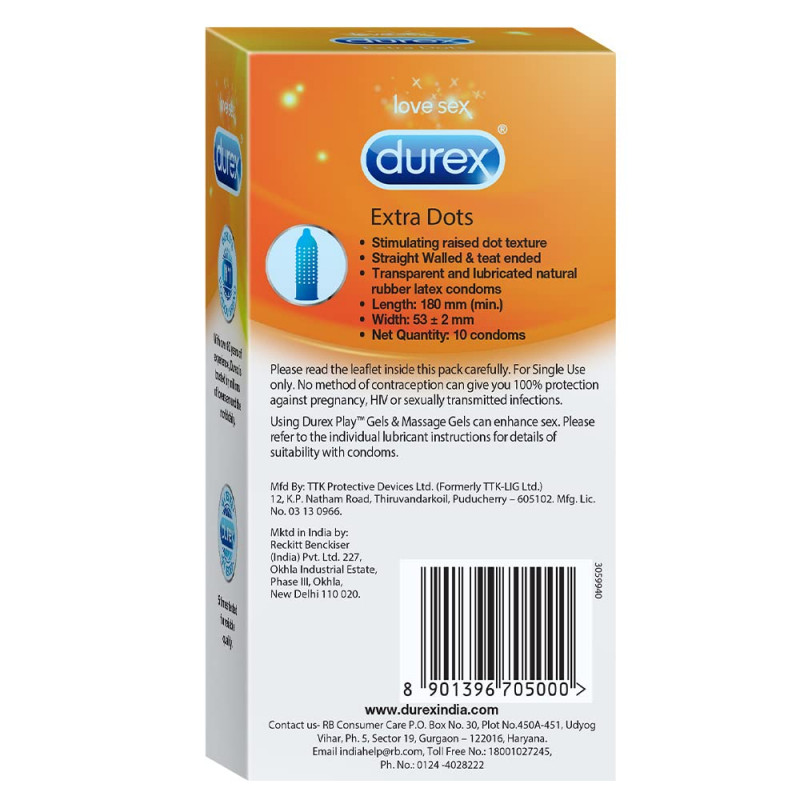 Durex Extra Dots Condoms 10pcs - Buy Online in Bangladesh | ePharma