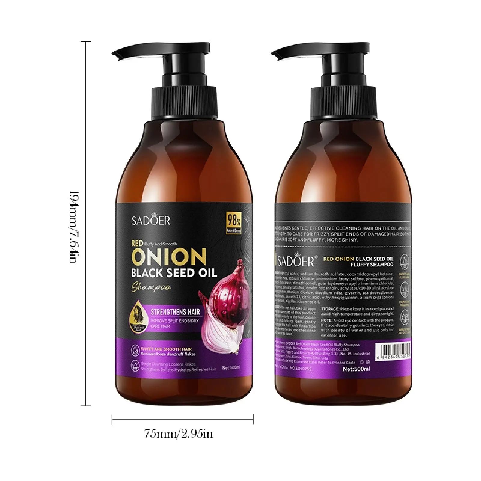 Sadoer Red Onion Black Seed Oil Shampoo 500ml - Buy Online in Bangladesh | ePharma
