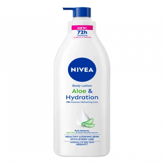 Nivea Aloe & Hydration Body Lotion, 72h, Normal to Dry Skin, 400ml