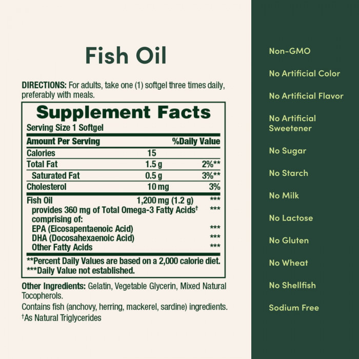 Nature's Bounty Fish Oil 1200 Mg Omega-3 360 Mg, 120 Softgels | USA Made - Buy Online in Bangladesh | ePharma