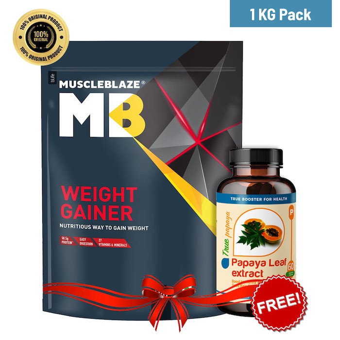MuscleBlaze Weight Gainer Powder with Added Digezyme (Chocolate, Pack of 1 kg / 2.2 lb)