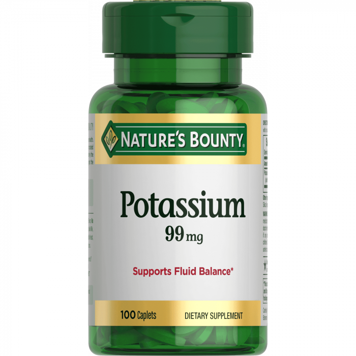 Nature's Bounty Potassium Gluconate 99mg, 100 Caplets | USA Made