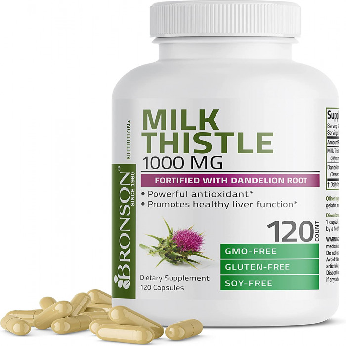 Bronson Nutrition Milk Thistle 1000mg, 120 Capsules, USA