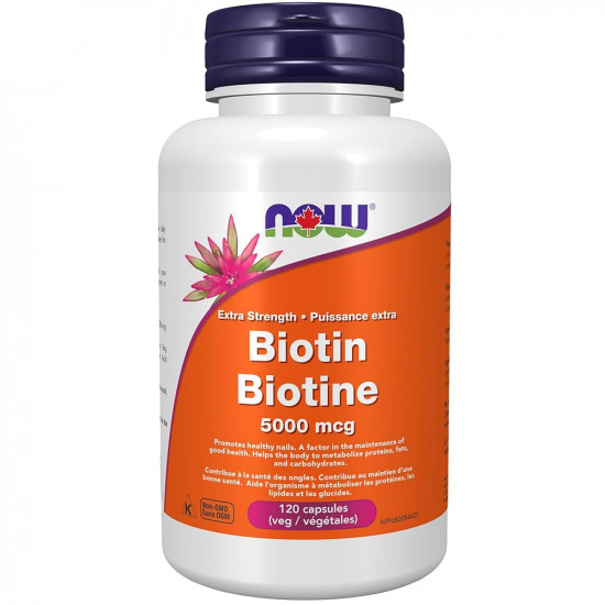 NOW Foods Biotin 5000mcg, 120 Veg Capsule | USA Made