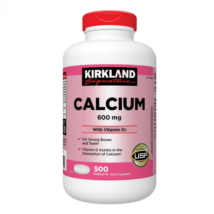 Kirkland Signature Calcium 600 mg with Vitamin D3, 500 Tablets | USA