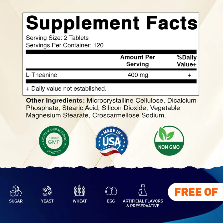 Vitamatic L-Theanine 400mg per Serving, 240 Tablets - Buy Online in Bangladesh | ePharma