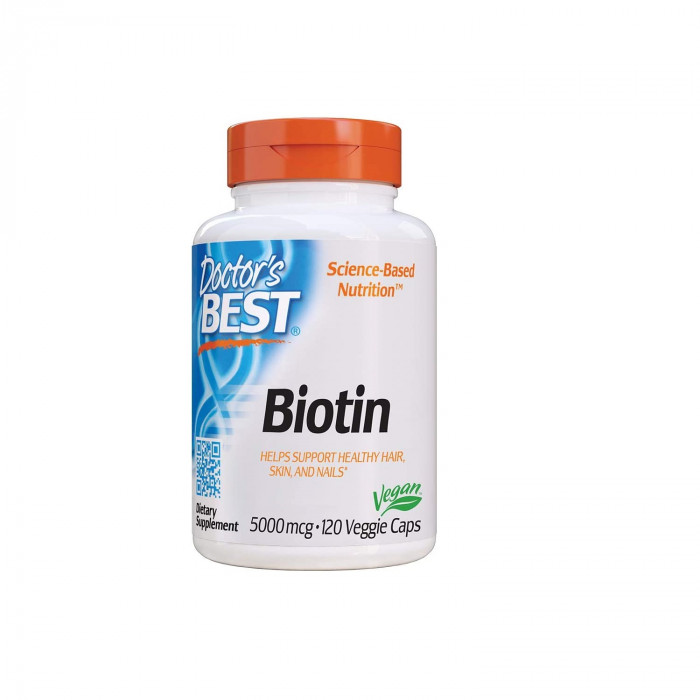 Doctor's Best Biotin Supports Hair, Skin, Nails, Boost Energy, Nervous System, Non-GMO, Vegan, Gluten Free, 120 Count, USA