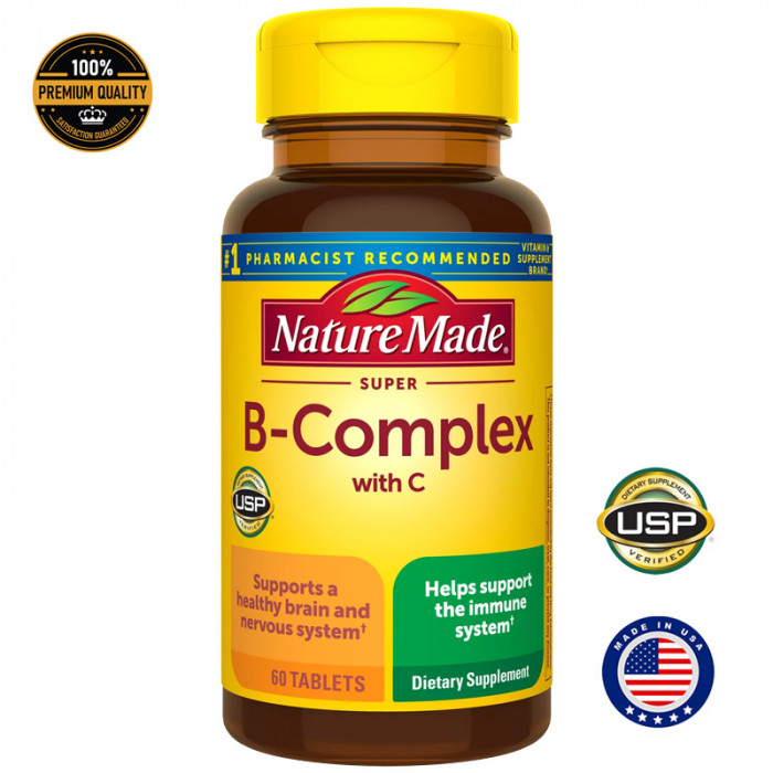 Nature Made Super B-Complex with Vitamin C, 60 Tablets | USA Import
