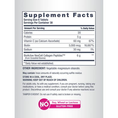 NeoCell Grassfed Collagen Peptides 6000 mg with Vitamin C & Biotin (180 Tablets) - Buy Online in Bangladesh | ePharma